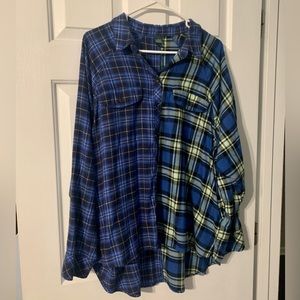 Color blocking flannel shirt